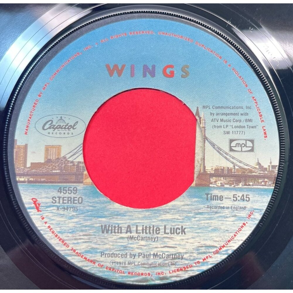 Paul McCartney and Wings With a Little Luck / Backwards Traveller 45 Rock Pop